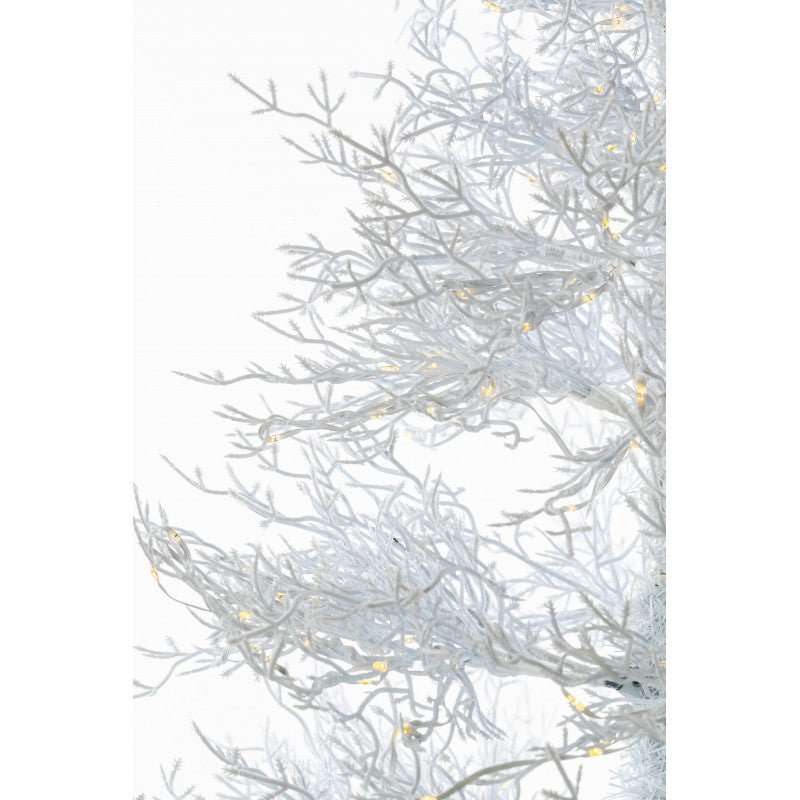 Albero di Natale bianco Vega LVG Design con mini LED caldi accesi sulla chioma candida – foto 5