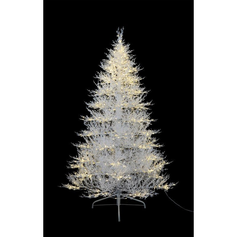 Albero di Natale bianco Vega LVG Design con mini LED caldi accesi sulla chioma candida – foto 3