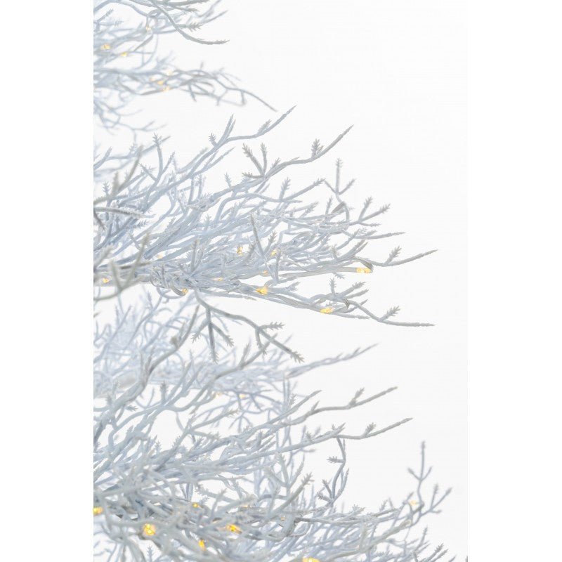 Albero di Natale bianco Vega LVG Design con mini LED caldi accesi sulla chioma candida – foto 4