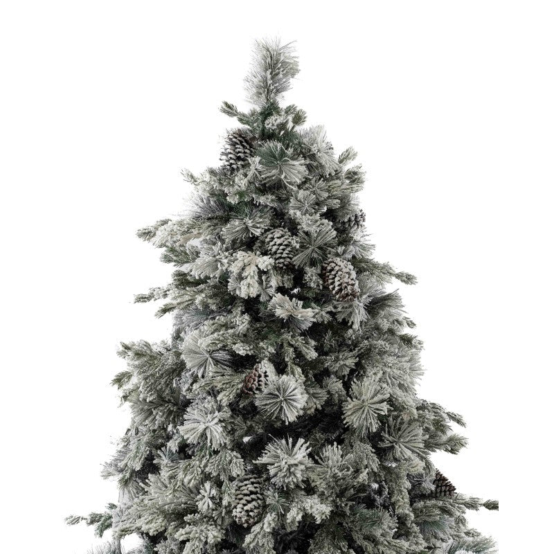Abete artificiale Livigno LVG Design con rami spolverati di neve e piccole pigne decorative – foto 2