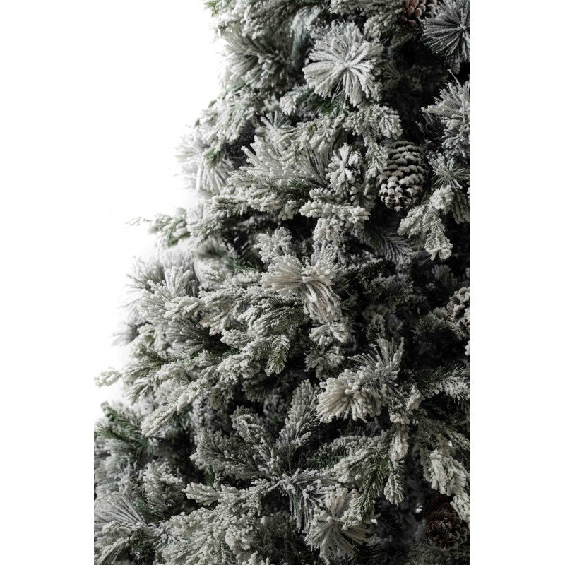 Abete artificiale Livigno LVG Design con rami spolverati di neve e piccole pigne decorative – foto 3
