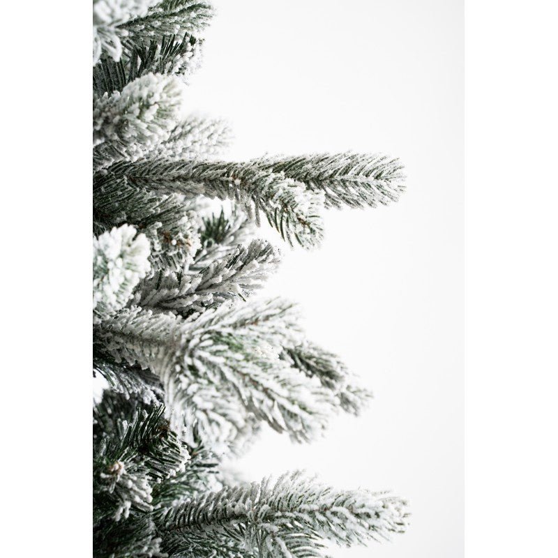 Albero di Natale slim Cogne LVG Design, sagoma stretta con rami floccati di bianco – foto 3