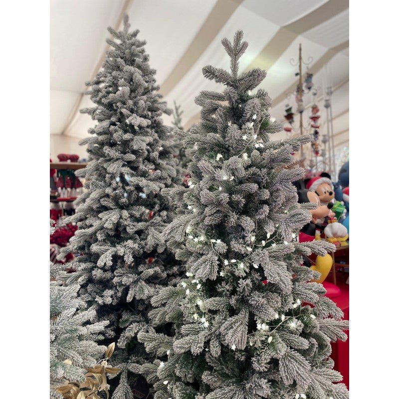 Albero di Natale slim Cogne LVG Design, sagoma stretta con rami floccati di bianco – foto 8