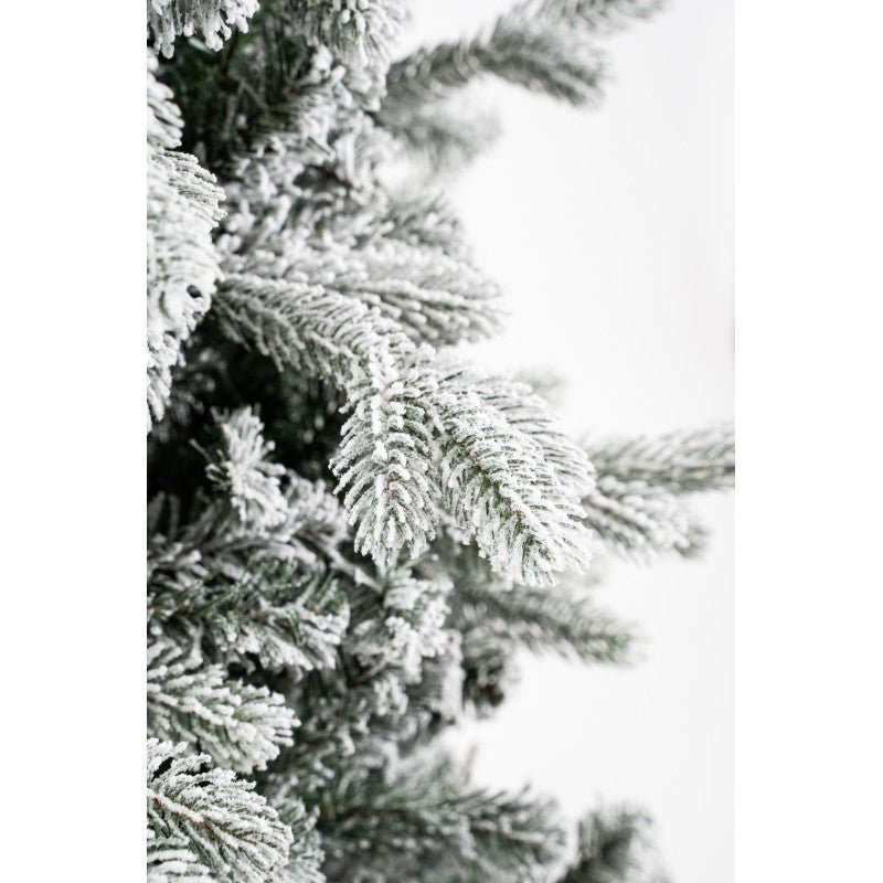 Albero di Natale slim Cogne LVG Design, sagoma stretta con rami floccati di bianco – foto 2