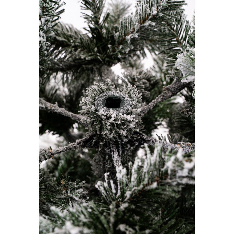 Albero di Natale slim Cogne LVG Design, sagoma stretta con rami floccati di bianco – foto 7