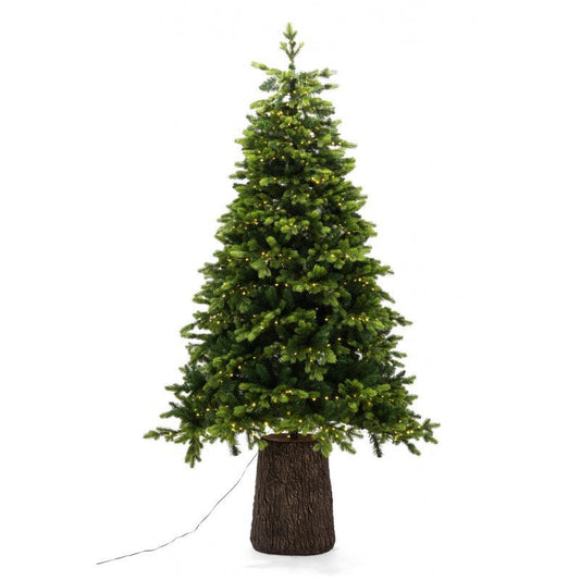 Altair, albero natalizio con tronco a vista effetto legno, punte sfumate e LED accesi