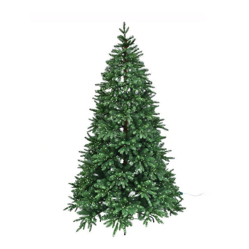 Albero di Natale artificiale Polluce acceso, con LED caldi distribuiti su rami verdi folti