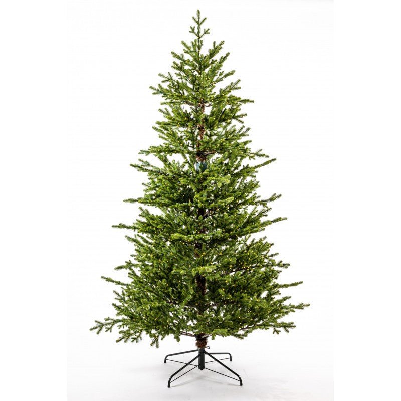 Albero di Natale artificiale Maia alto 225 cm con chioma verde in PE e mini LED caldi accesi