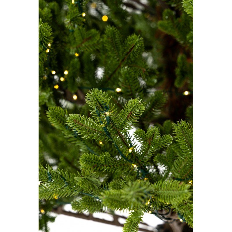 Albero di Natale artificiale Maia alto 225 cm con chioma verde in PE e mini LED caldi accesi – foto 6