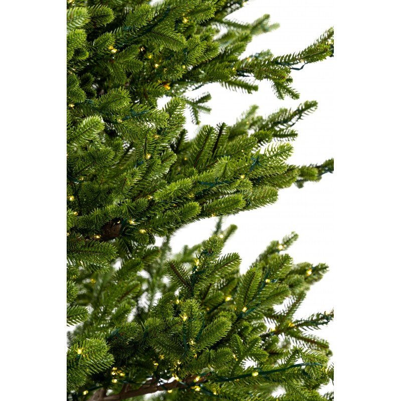 Albero di Natale artificiale Maia alto 225 cm con chioma verde in PE e mini LED caldi accesi – foto 7