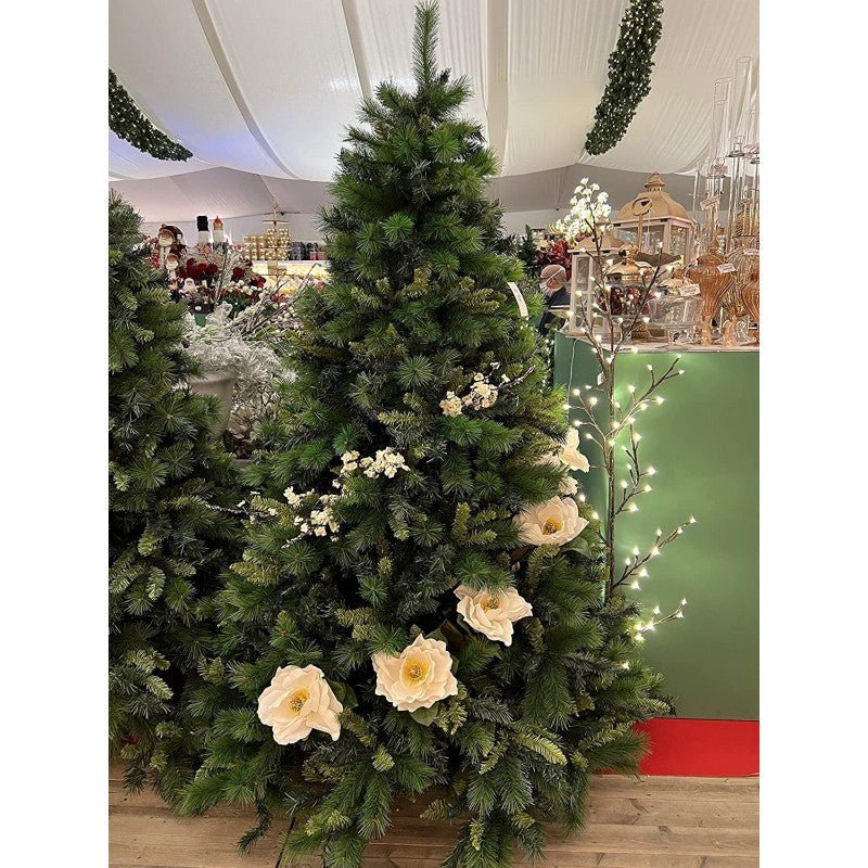 Albero di Natale artificiale Aveto, chioma all'americana con rami ad ago e a foglia larga e stretta – foto 8