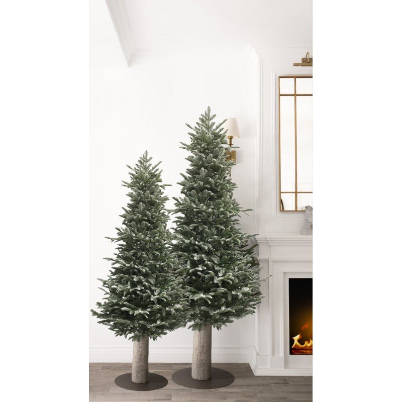 Moena Slim LVG Design, albero natalizio stretto e innevato sollevato su tronco naturale – foto 5