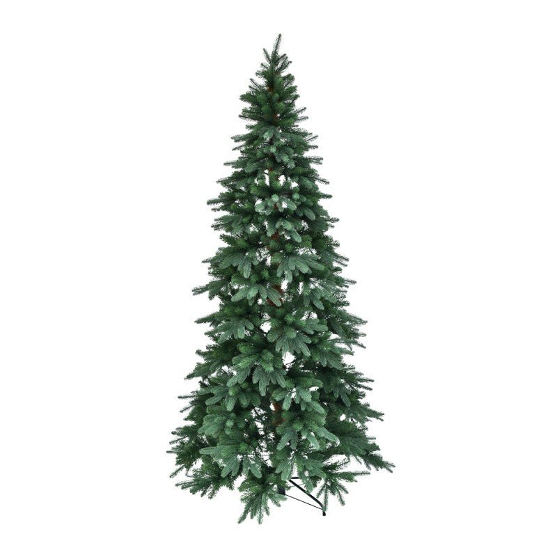Torrazzo Slim, albero di Natale stretto e alto in PE verde con base a croce metallica