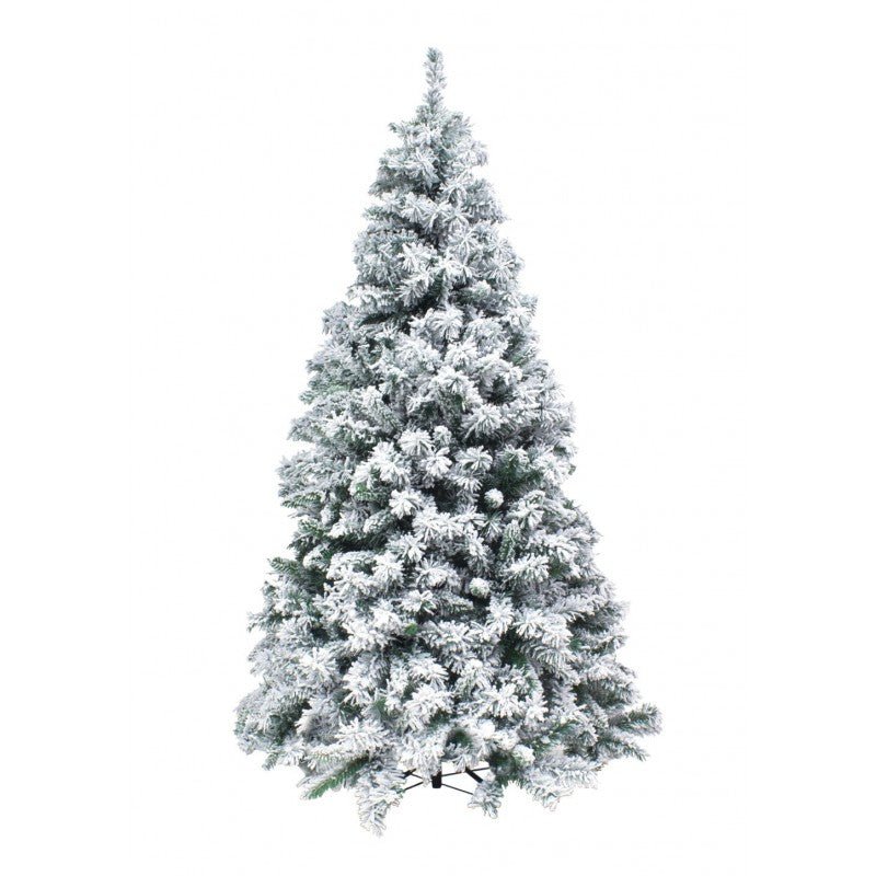 Albero di Natale slim Madesimo con effetto neve, profilo stretto e rami fitti