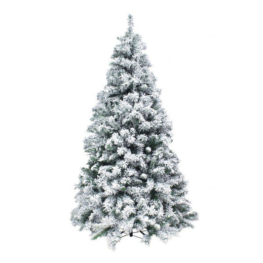 Albero di Natale slim Madesimo con effetto neve, profilo stretto e rami fitti