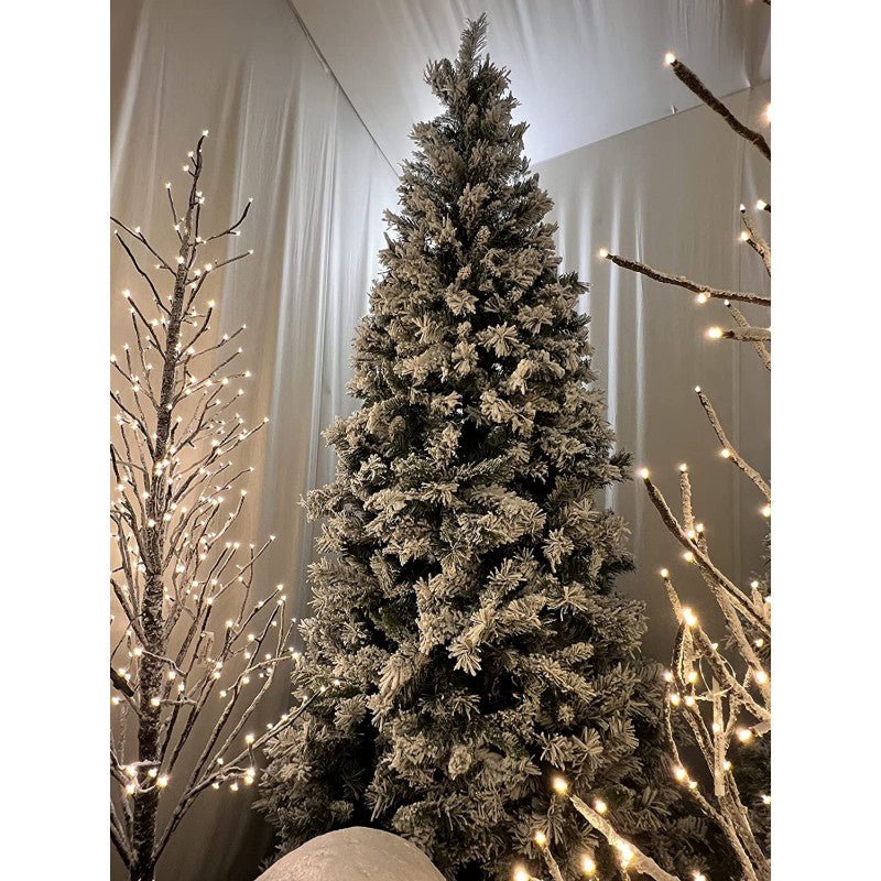 Albero di Natale slim Madesimo con effetto neve, profilo stretto e rami fitti – foto 3