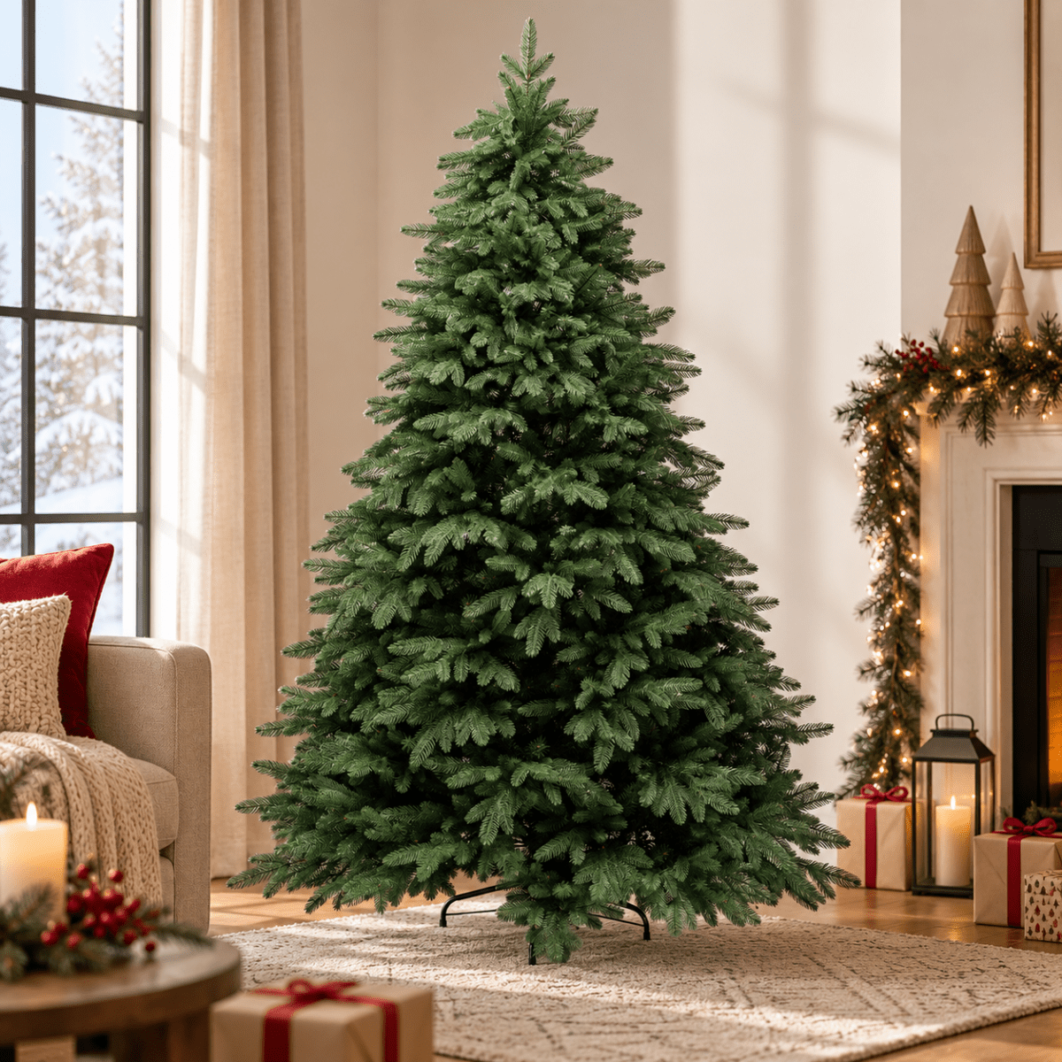 Casentino, albero di Natale artificiale verde dalla forma libera con rami distanziati in PE e PVC – foto 2