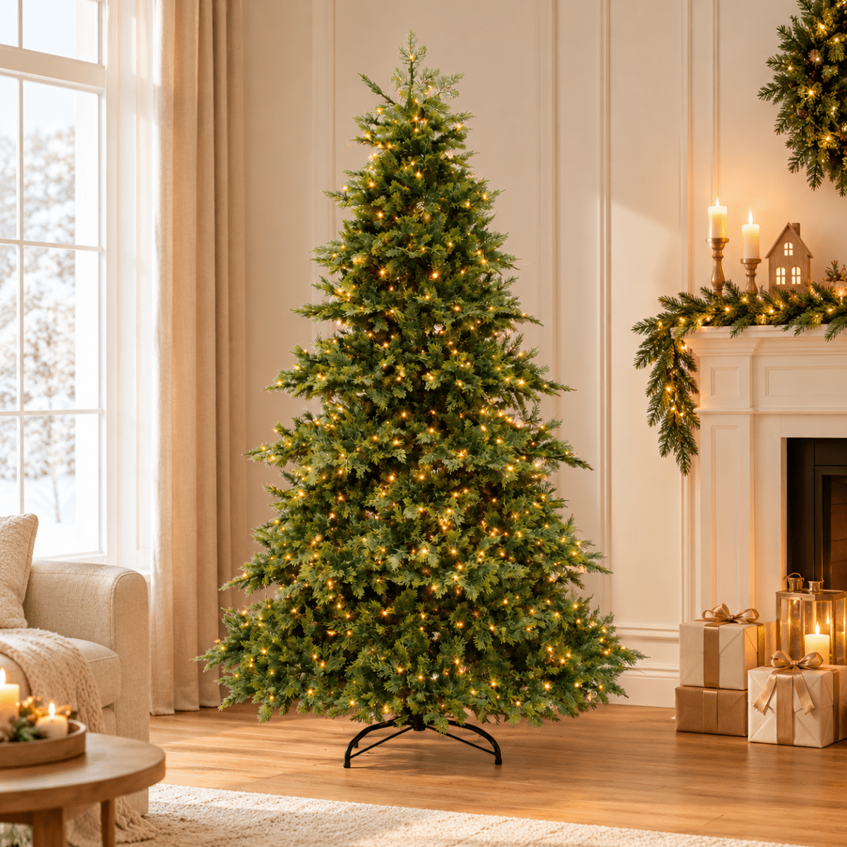 Spica, albero di Natale effetto cipresso alto 210 cm illuminato da 600 LED a luce calda – foto 2