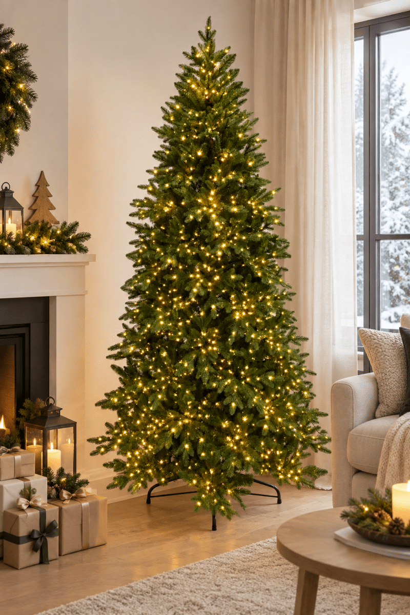 Electra Slim, albero di Natale stretto e salvaspazio con LED integrati accesi tra i rami verdi – foto 2