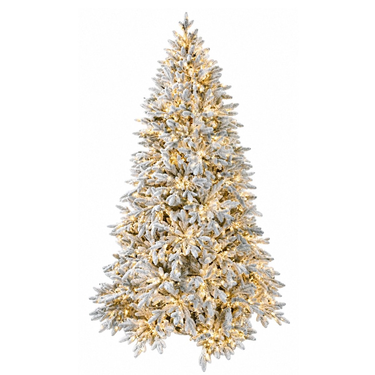 Albero di Natale Capella ricoperto di neve con LED a luce calda dorata accesi