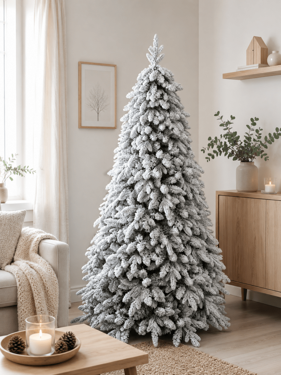 Albero di Natale artificiale Misurina con floccatura bianca e rami piegati verso il basso – foto 2
