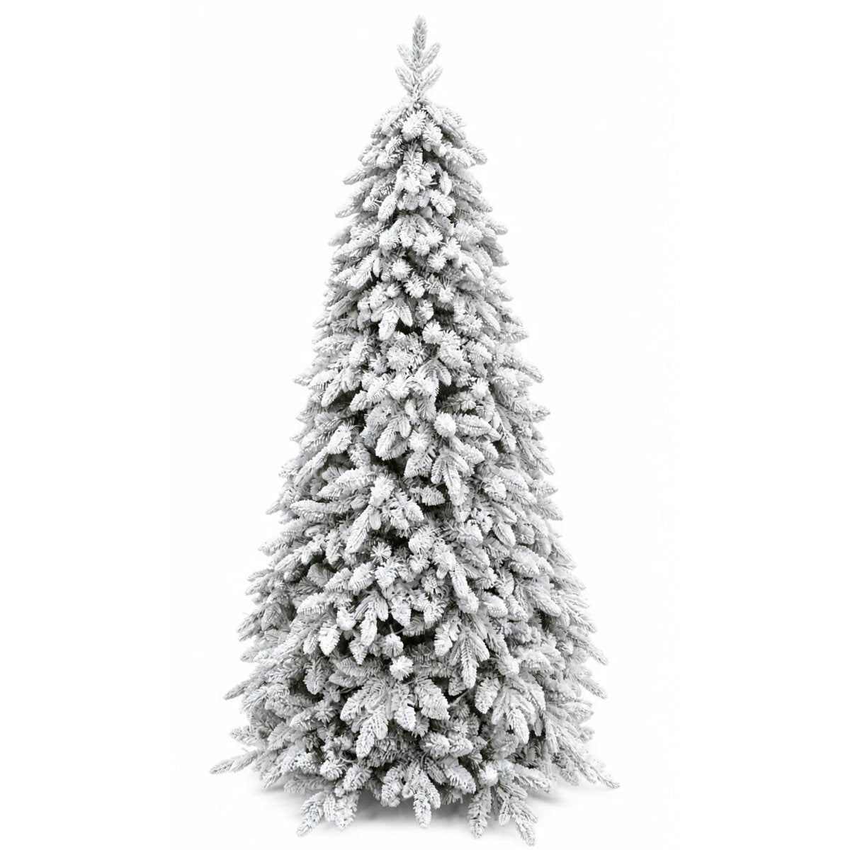 Albero di Natale artificiale Misurina con floccatura bianca e rami piegati verso il basso